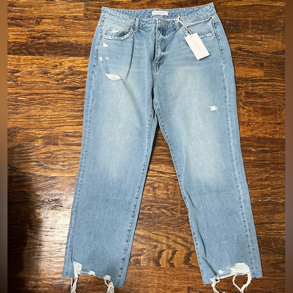 Vici Distressed High Rise Straight Leg Jeans